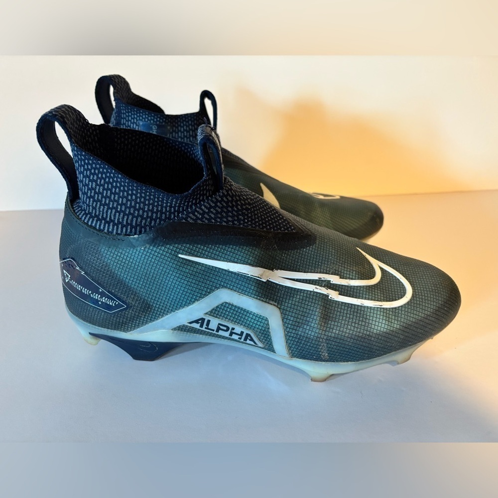 Nike Alpha Ghost Lace Blue and White Flyknit Men’s Football Cleat Size 9 - Picture 7 of 10